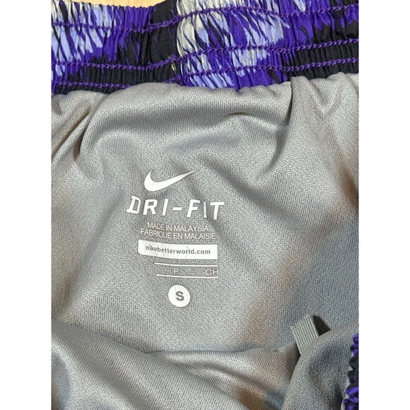 NIKE Womens Dri Fit Running Shorts Purple Black White Striped Standard Fit Small - Picture 3 of 10